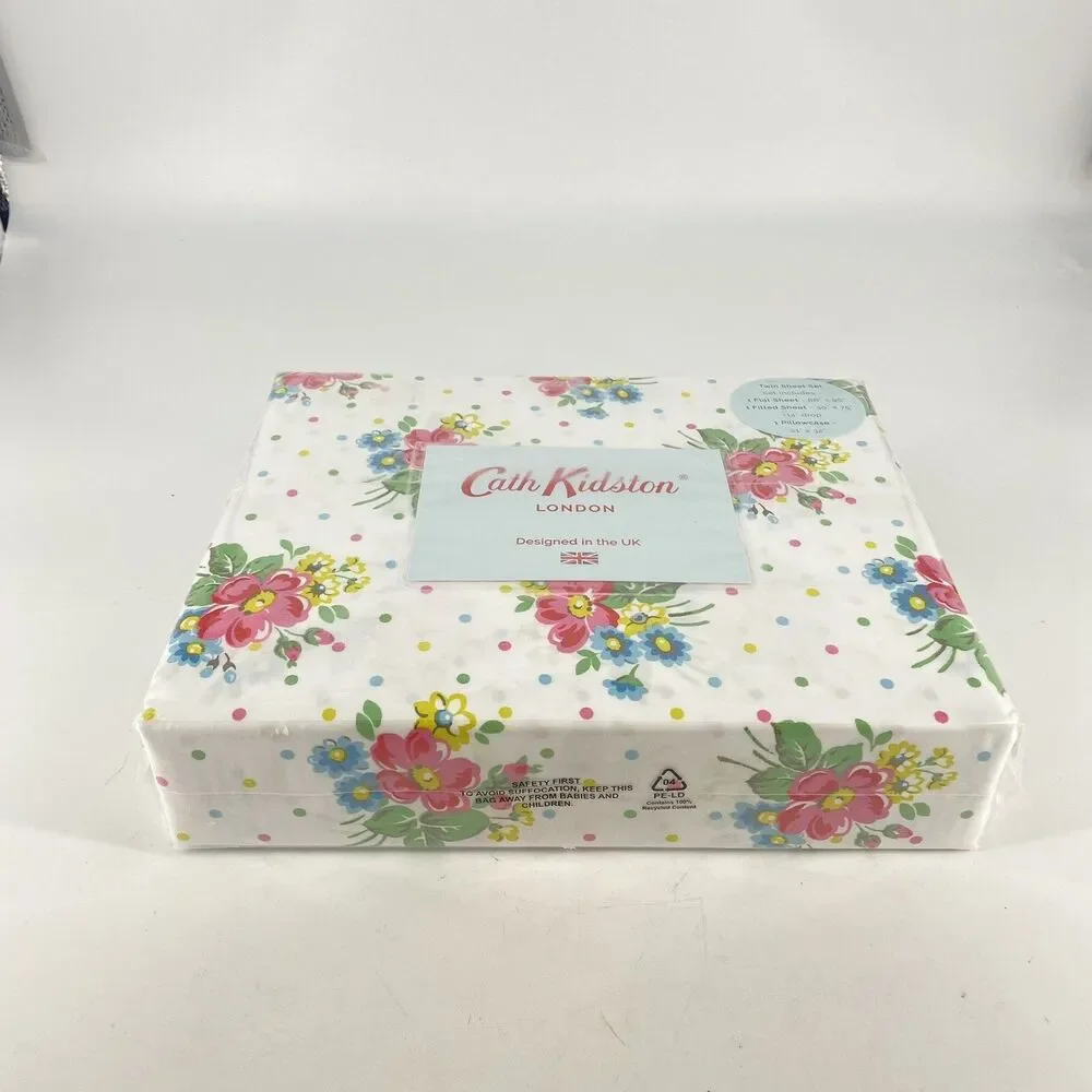 NEW Cath Kidston BUNCHES Pink Twin 3Pc Sheet Set 100% Cotton Floral NWT